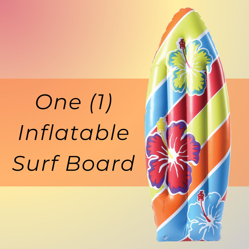 US Toy luau inflatable surfboard packaging, compact box for easy party-ready setup.