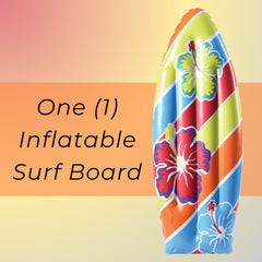 US Toy luau inflatable surfboard packaging, compact box for easy party-ready setup.