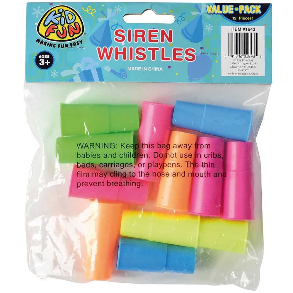U.S. Toy Siren Whistle durable plastic for active play.