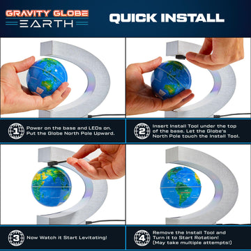 USA Toyz Gravity Globe Earth LEDs cycle colors for ambient mood lighting