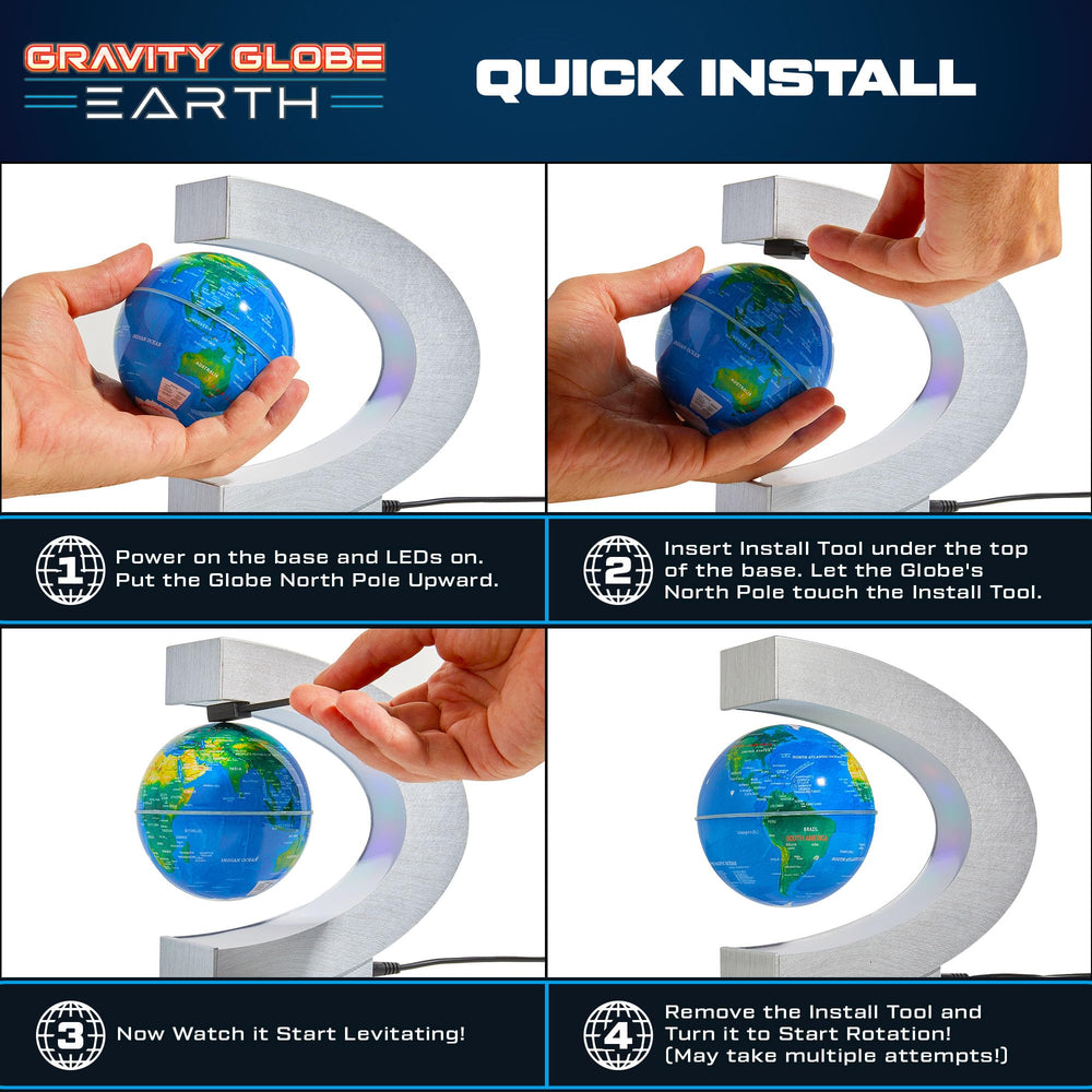 USA Toyz Gravity Globe Earth LEDs cycle colors for ambient mood lighting