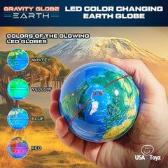 USA Toyz Gravity Globe Earth plug-in adapter powers LEDs and keeps lighting steady