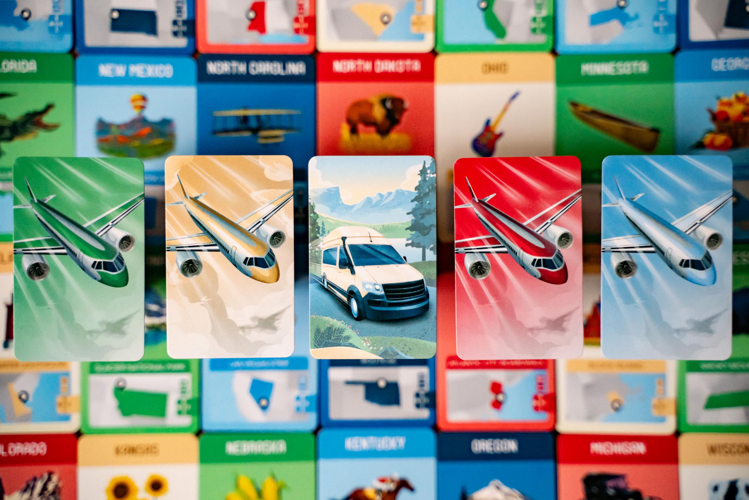 USAOPOLY 10 Days in the USA airplane cards add travel options