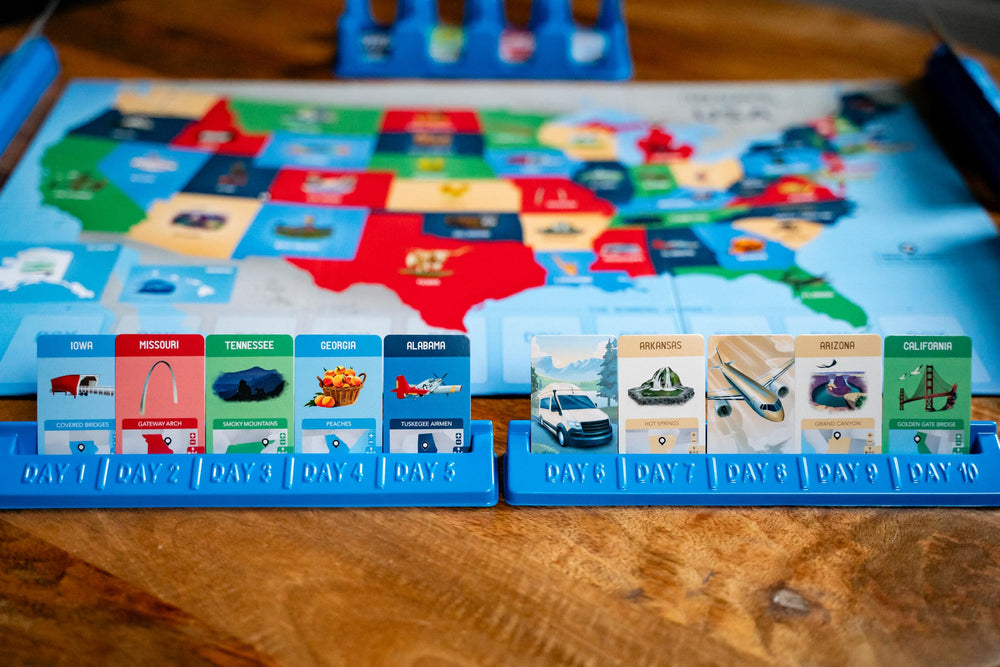 USAOPOLY 10 Days in the USA car cards expand road trip options