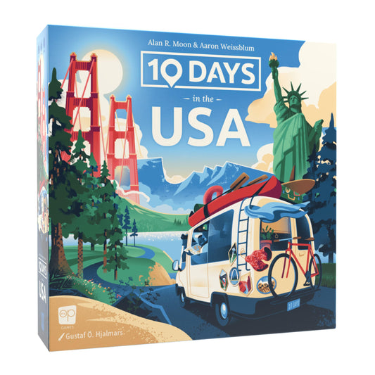 USAOPOLY 10 Days in the USA game cover invites family game night