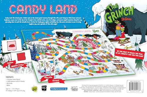 USAOPOLY Candy Land Grinch players enjoying a 2-4 person game night.