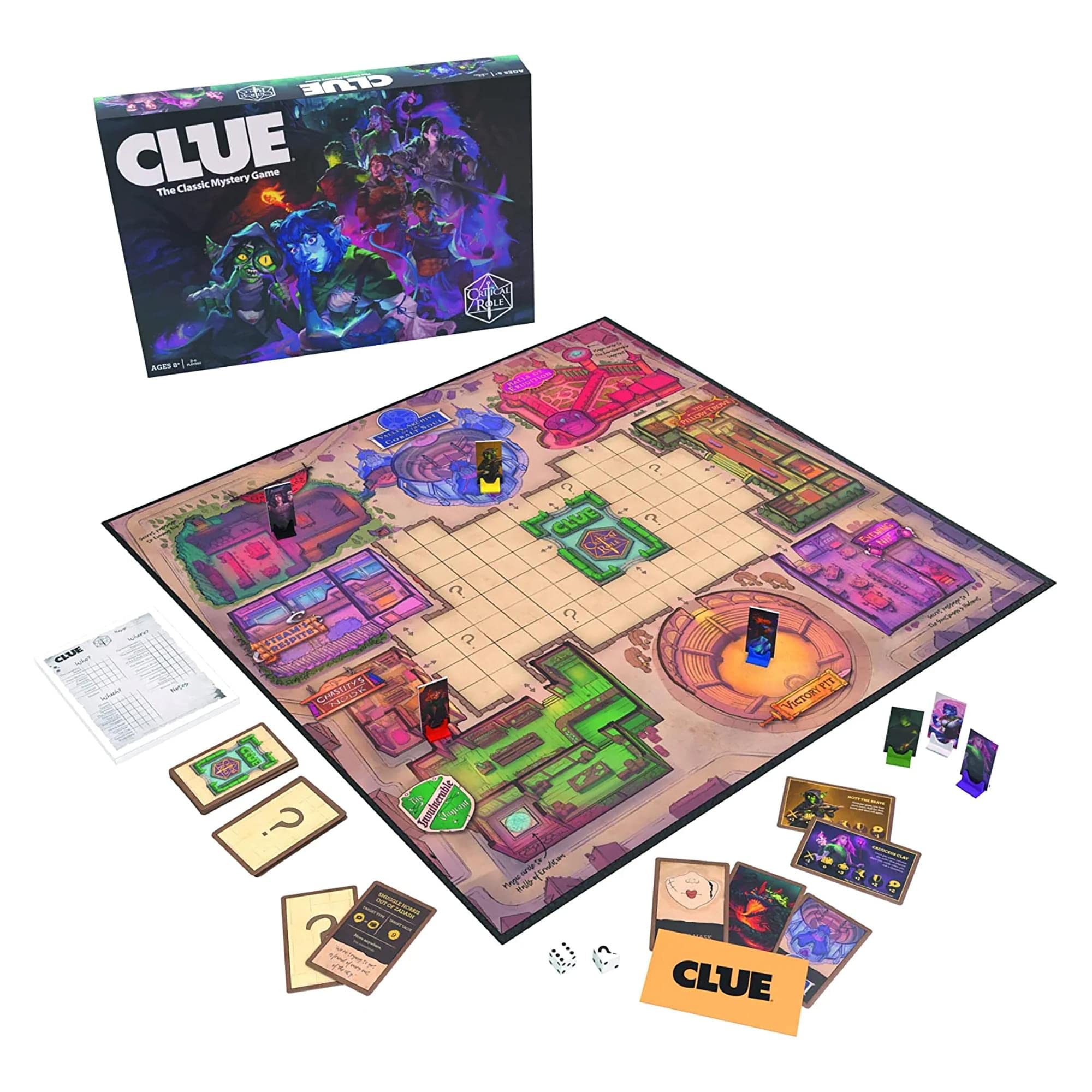 USAOPOLY CLUE Critical Role game board with Zadash visuals for immersive mystery play