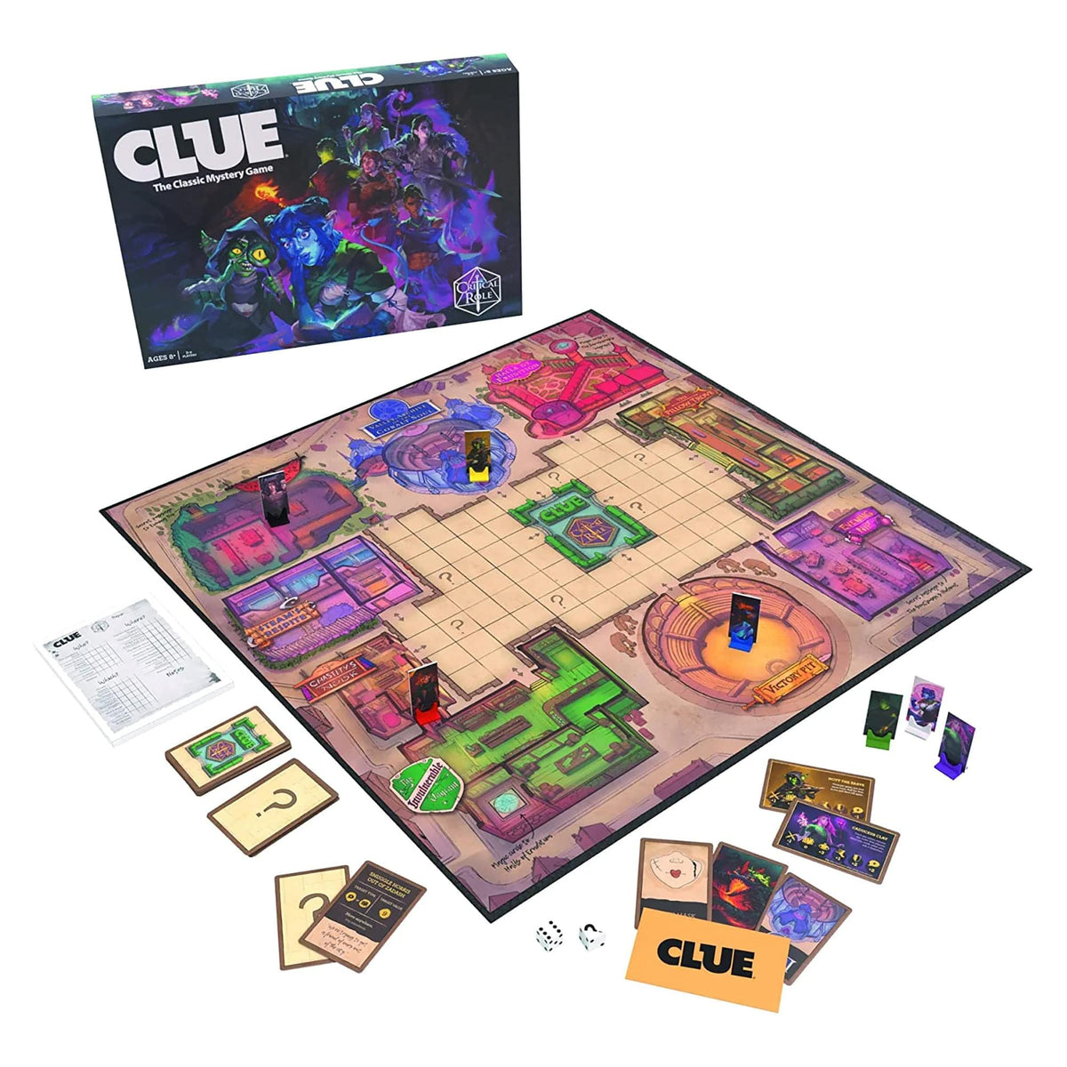 USAOPOLY CLUE Critical Role game board with Zadash visuals for immersive mystery play