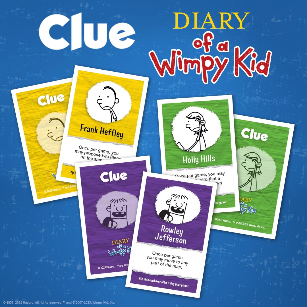 USAOPOLY Clue Diary of a Wimpy Kid secret clue cards reveal hidden paths