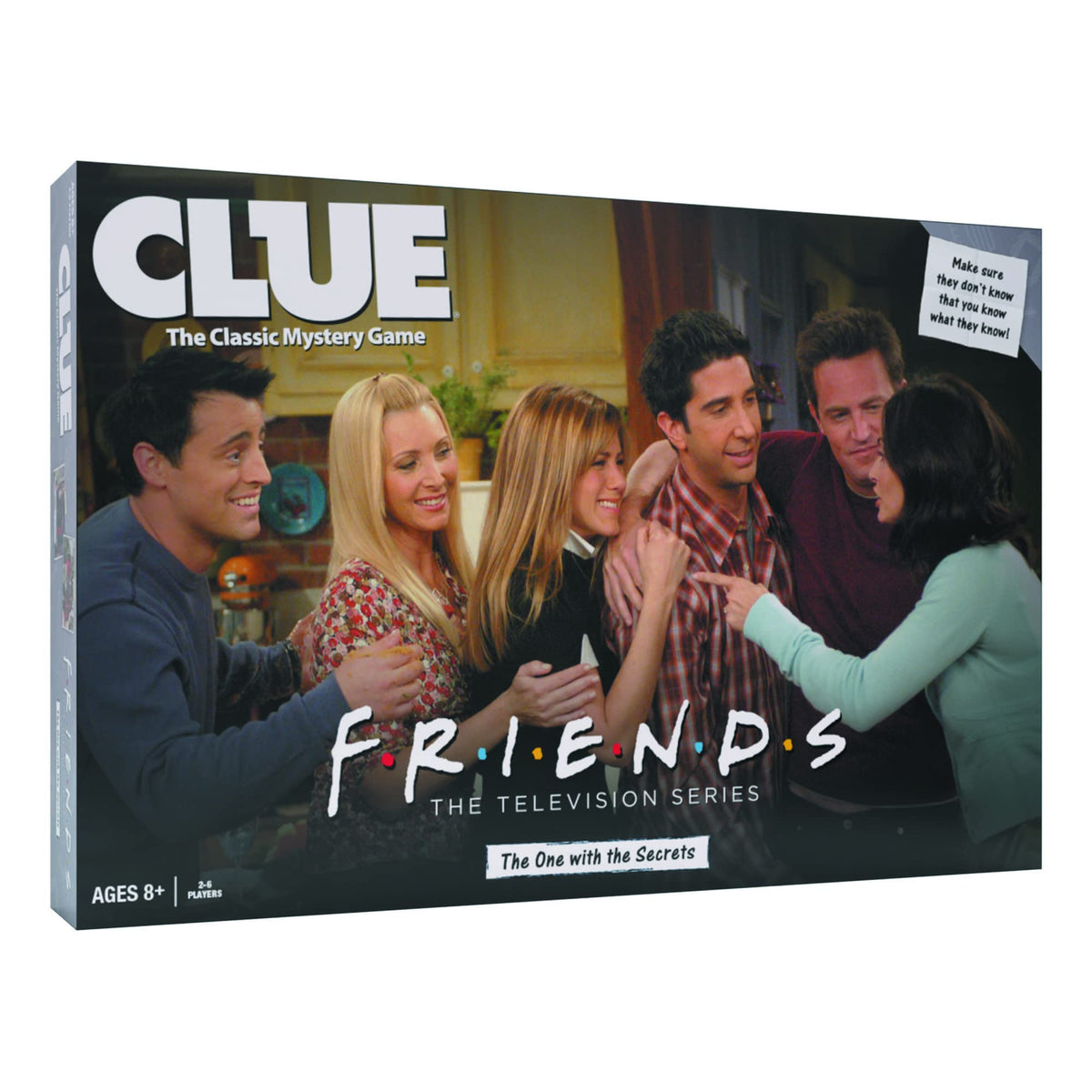 USAOPOLY CLUE Friends board with familiar locations for nostalgic playtime.