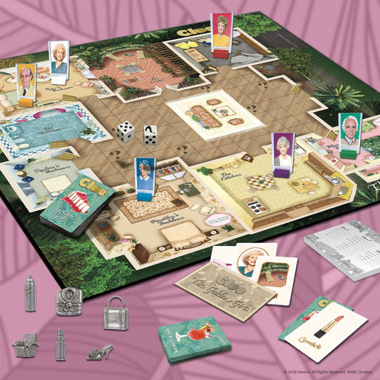USAOPOLY Clue Golden Girls box featuring official packaging and quick-start setup