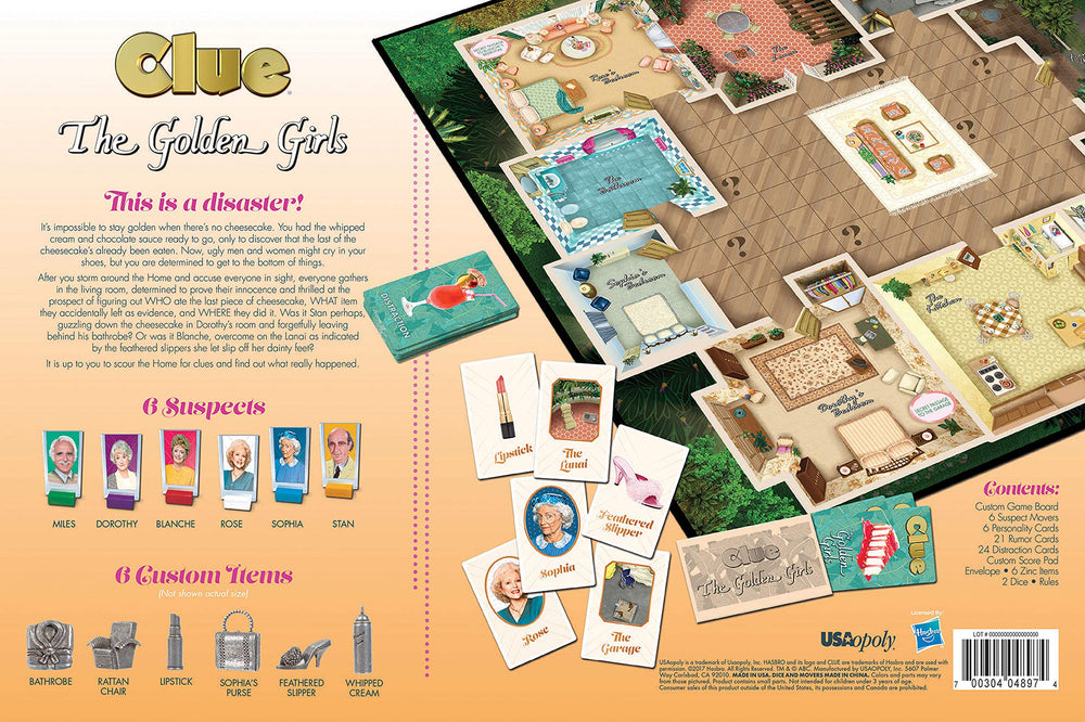 USAOPOLY Clue Golden Girls rules manual for quick, friendly setup