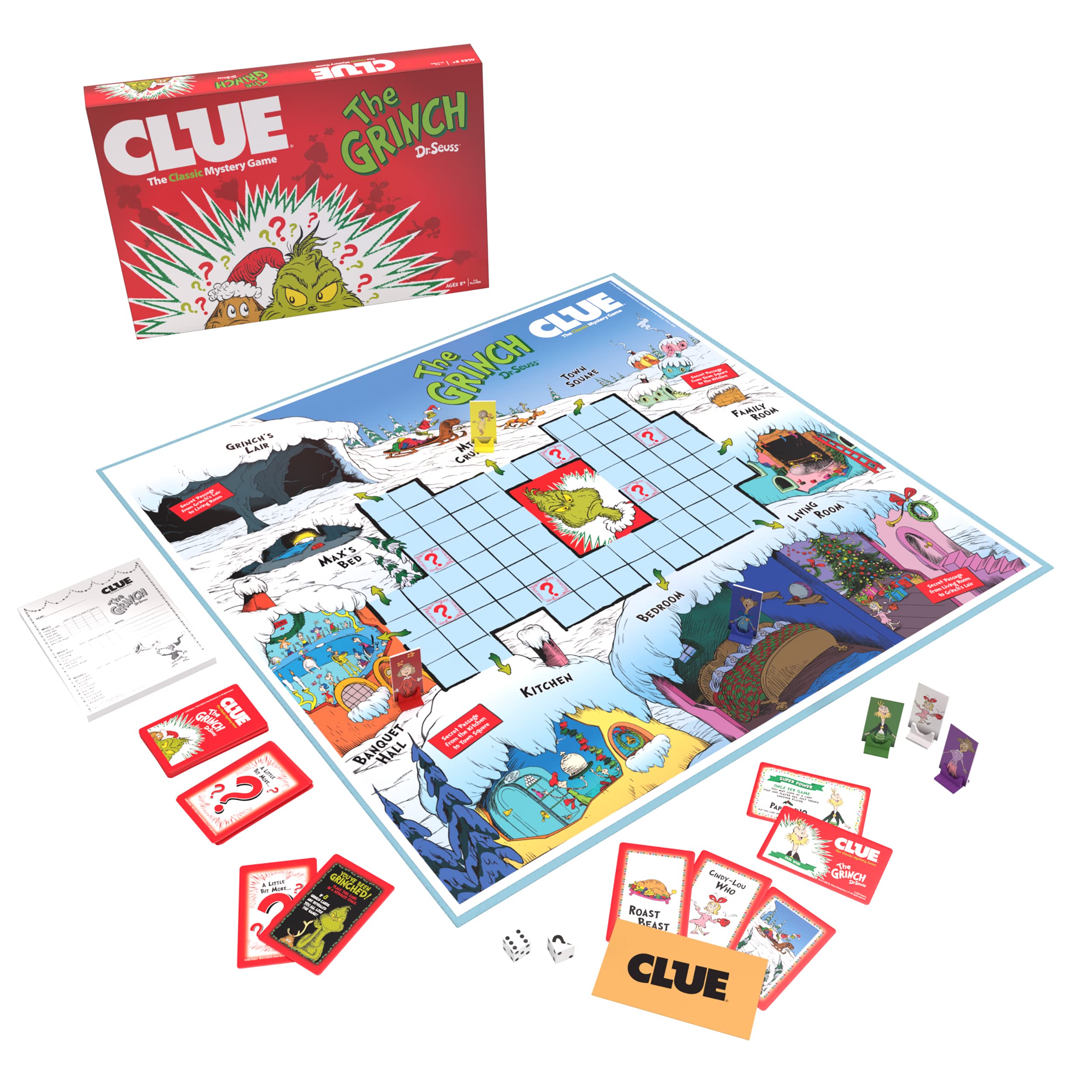USAOPOLY CLUE The Grinch board layout invites lively play for 2 to 6 players