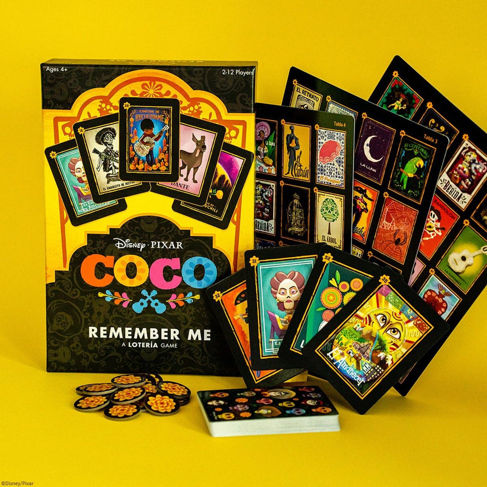 USAOPOLY Coco character artwork enhances immersion during game night.