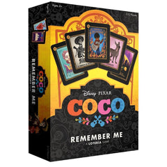 USAOPOLY Coco Remember Me Lotería card deck with vibrant artwork for family game night.