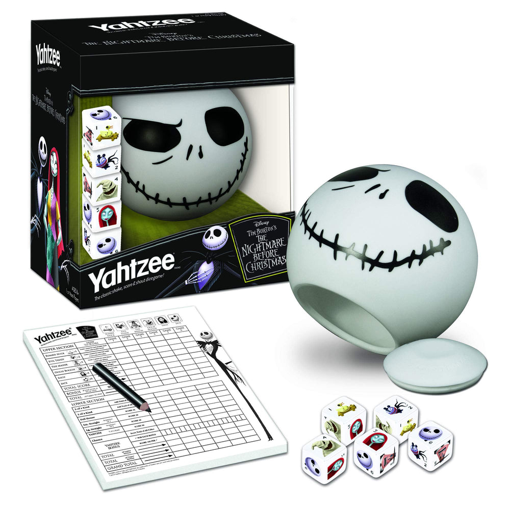 USAOPOLY Disney Yahtzee dice featuring Oogie Boogie for spooky nights