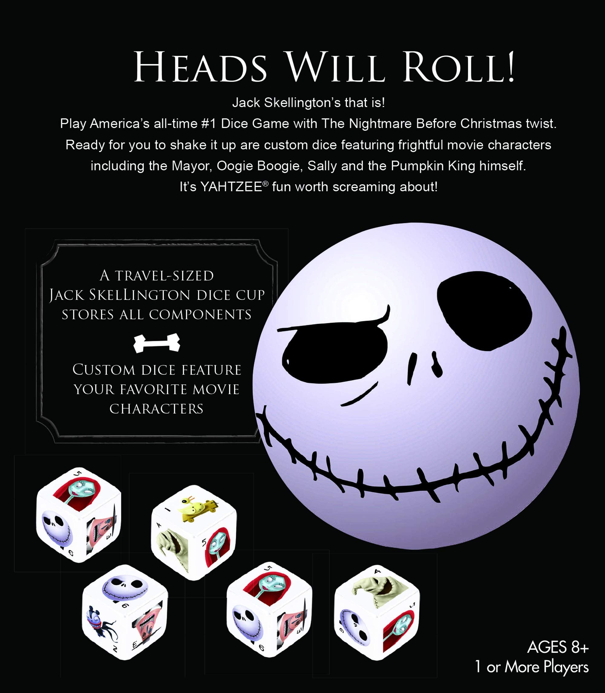 USAOPOLY Disney Yahtzee dice with Sally for fans of The Nightmare Before Christmas