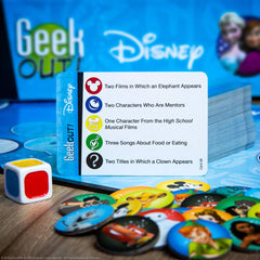USAOPOLY Geek Out! Disney instructions guide quick setup for fast play.