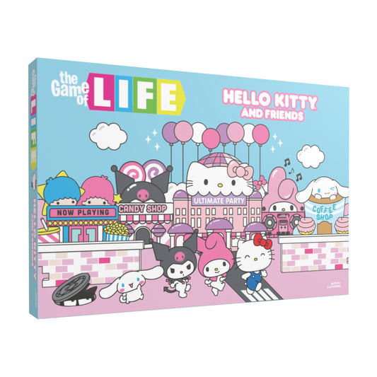 USAOPOLY Life Hello Kitty and Friends board game set, ideal for cozy family game nights.