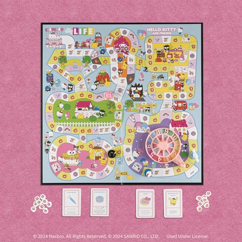 USAOPOLY Life Hello Kitty and Friends spinner wheel adds anticipation and quick decision moments.