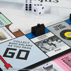 USAOPOLY Beatles Title Deed Cards, album and concert ticket highlights.