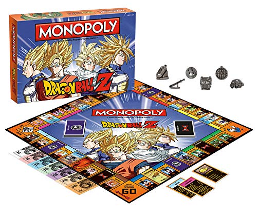 USAOPOLY Monopoly Dragon Ball Z icon tokens featuring Goku and friends to enhance play