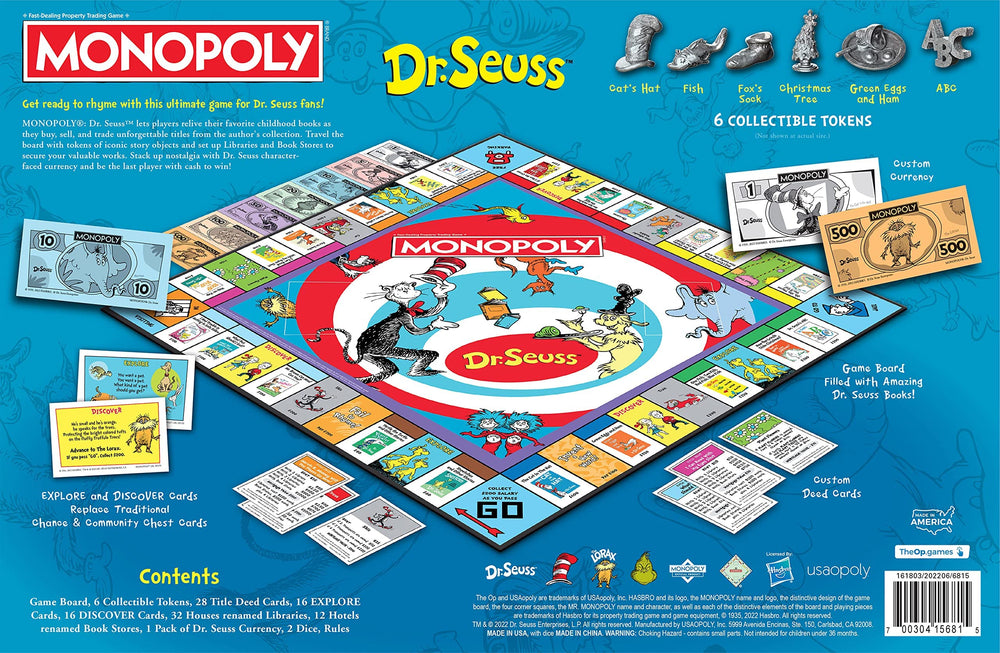 USAOPOLY Monopoly Dr. Seuss dice delivering classic rolling action