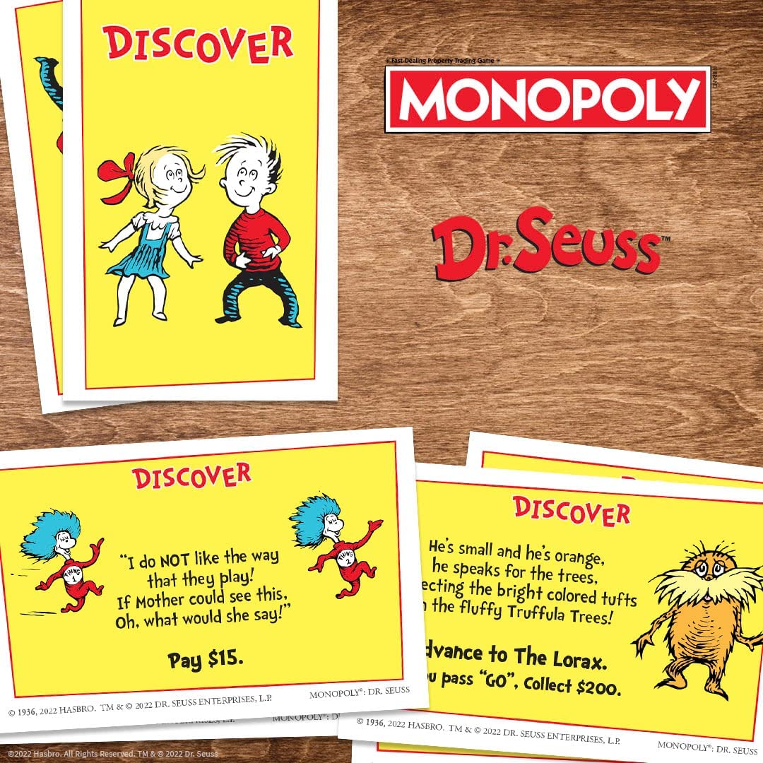 USAOPOLY Monopoly Dr. Seuss flowers used as houses on the board
