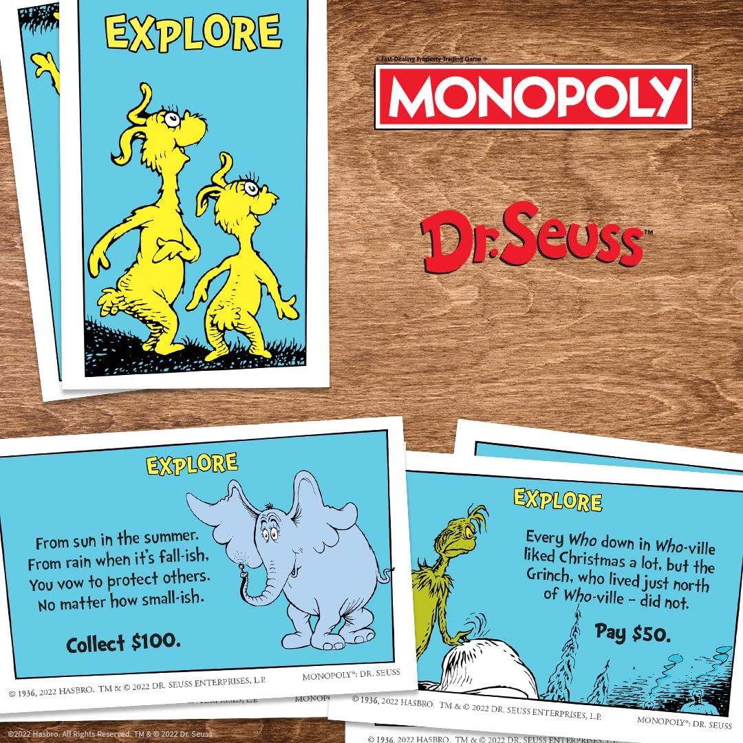 USAOPOLY Monopoly Dr. Seuss currency notes in Seuss-themed design for play
