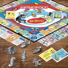 USAOPOLY Monopoly Dr. Seuss title deed cards showcasing beloved book titles