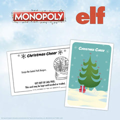 USAOPOLY Monopoly Elf card Christmas Spirit adds surprise moments.