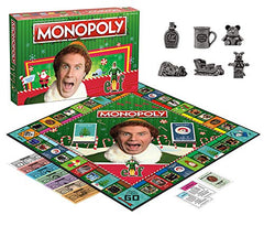 USAOPOLY Monopoly Elf gameboard layout shows familiar locations for nostalgic play.