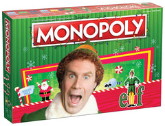 USAOPOLY Monopoly Elf game box front with licensed branding for festive family game nights.