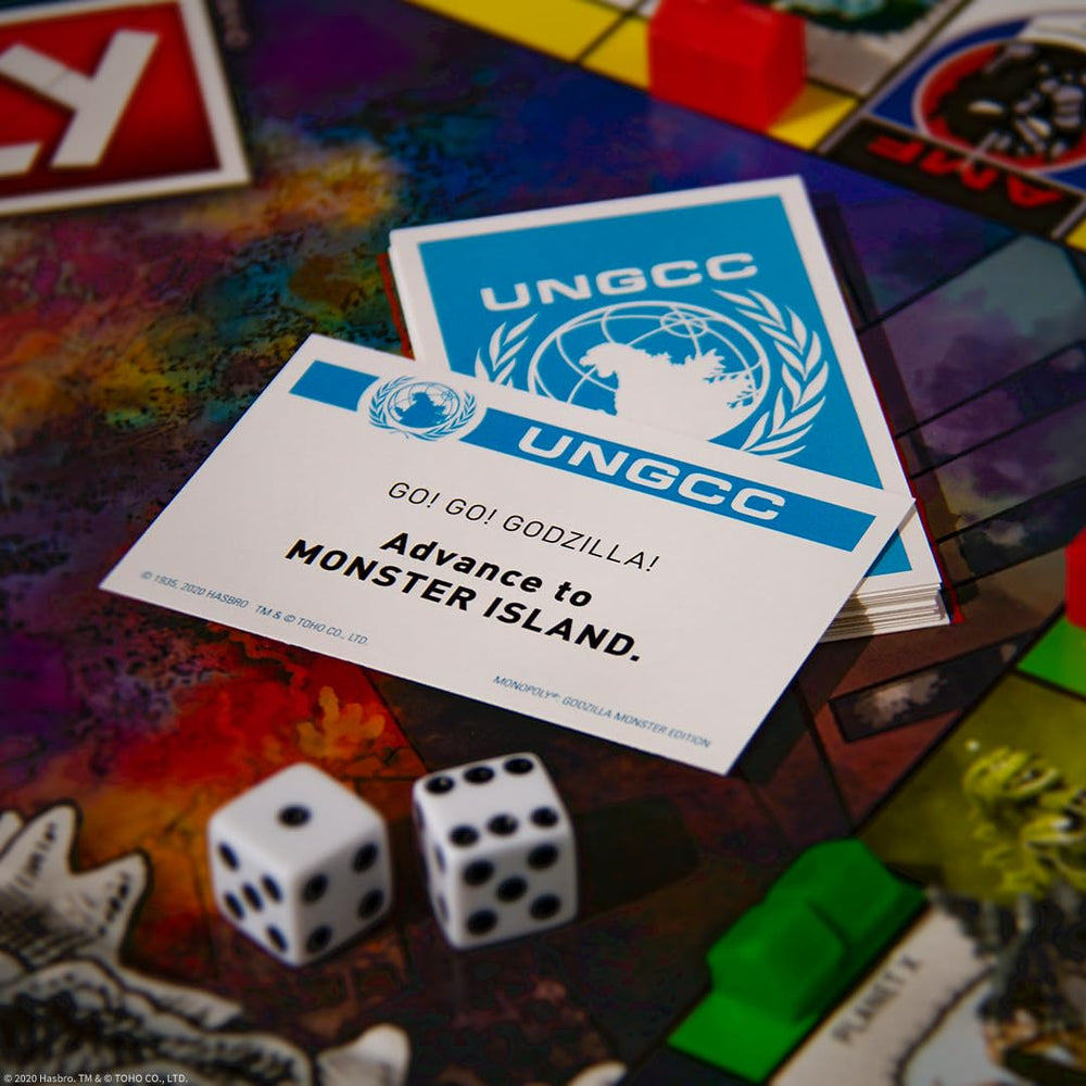 USAOPOLY Godzilla facilities chips rename houses for thematic play.