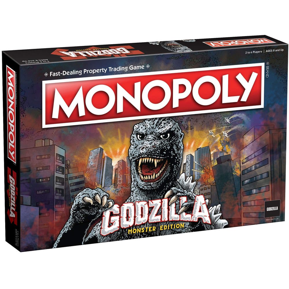 USAOPOLY Monopoly Godzilla board boosts epic family game nights with kaiju action.
