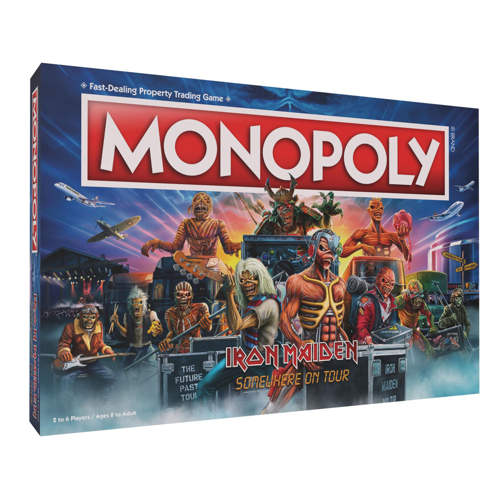 USAOPOLY Monopoly Iron Maiden board for immersive tour-themed play