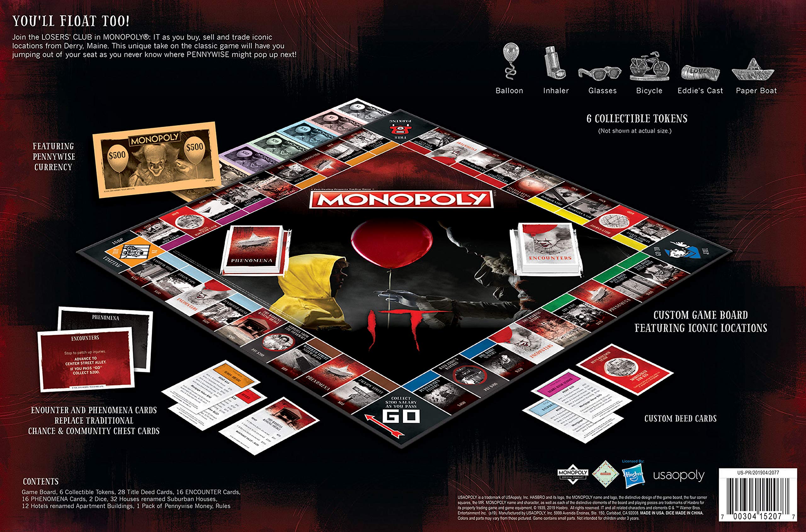USAOPOLY Monopoly IT eddies-cast token adds eerie detail to player actions.