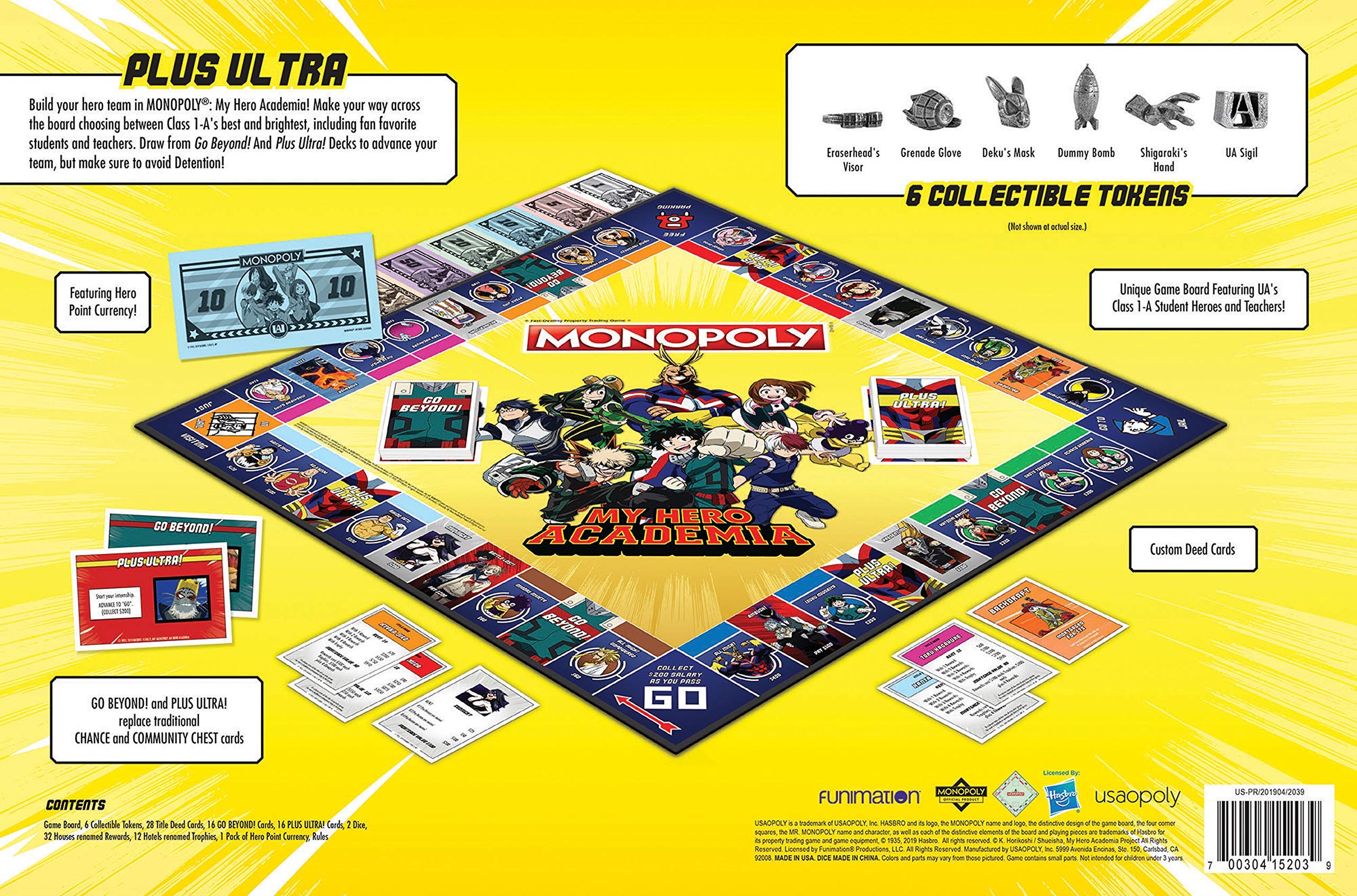 USAOPOLY My Hero Academia tokens on board for 2-6 players