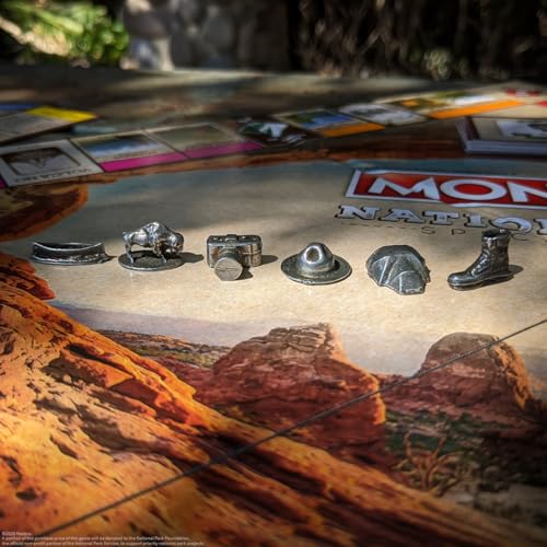 USAopoly Monopoly National Parks money spread illustrating familiar currency and simple setup.