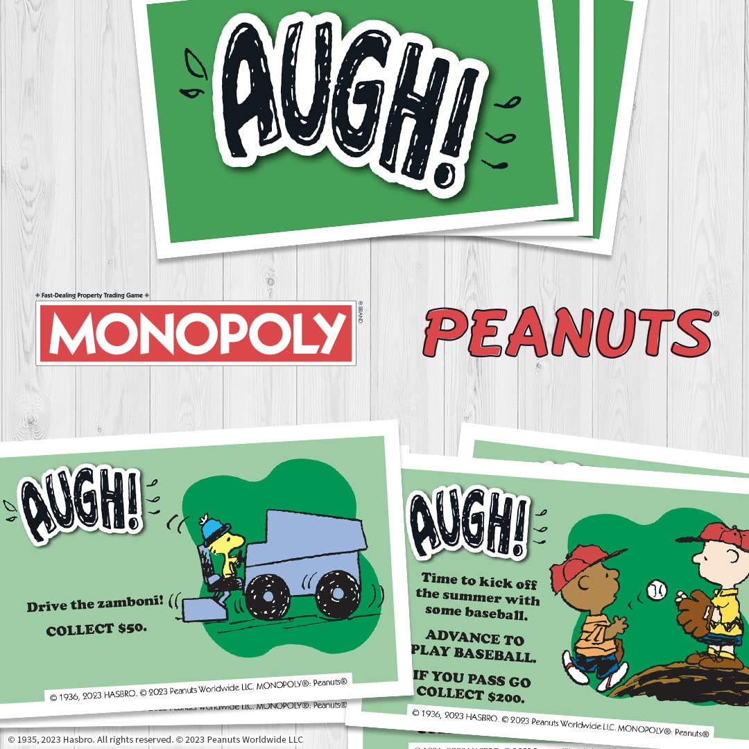 USAOPOLY Monopoly Peanuts money and dice complete the set.