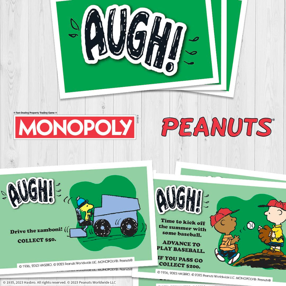 USAOPOLY Monopoly Peanuts money and dice complete the set.
