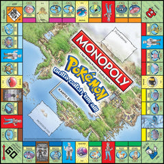 USAOPOLY Pokemon Kanto components feature Poke Marts and Centers for immersive play.