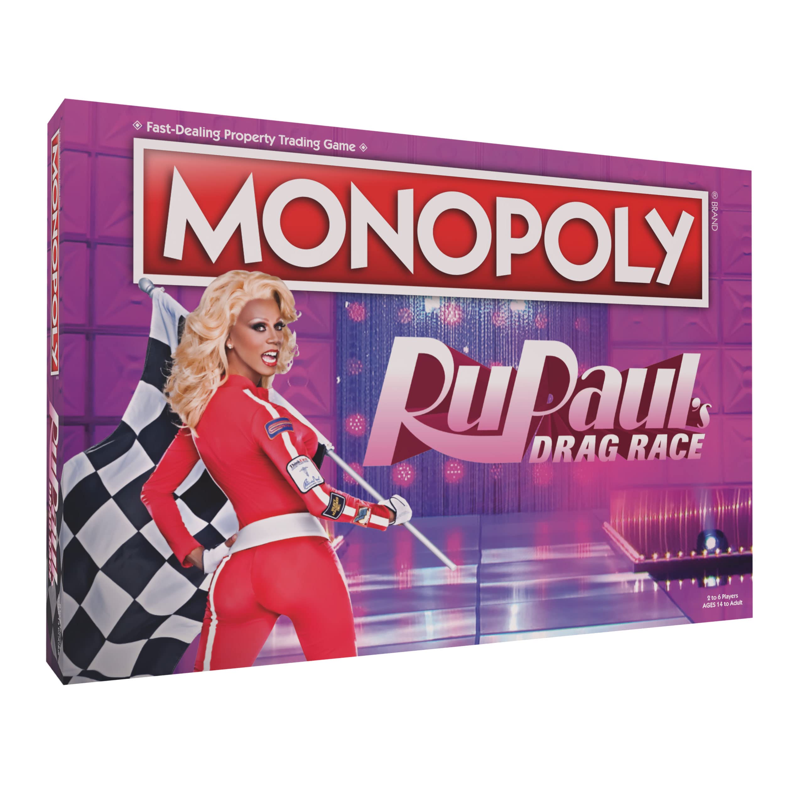 USAOPOLY Monopoly RuPaul's Drag Race board game with iconic locations for strategic plays