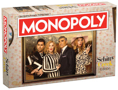 USAOPOLY Monopoly Schitt's Creek board for family game nights with nostalgic locations.