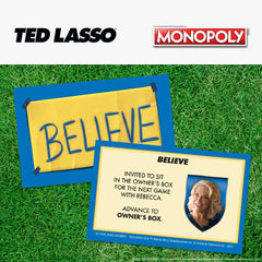 Ted Lasso edition components include money and cards for enhanced play.