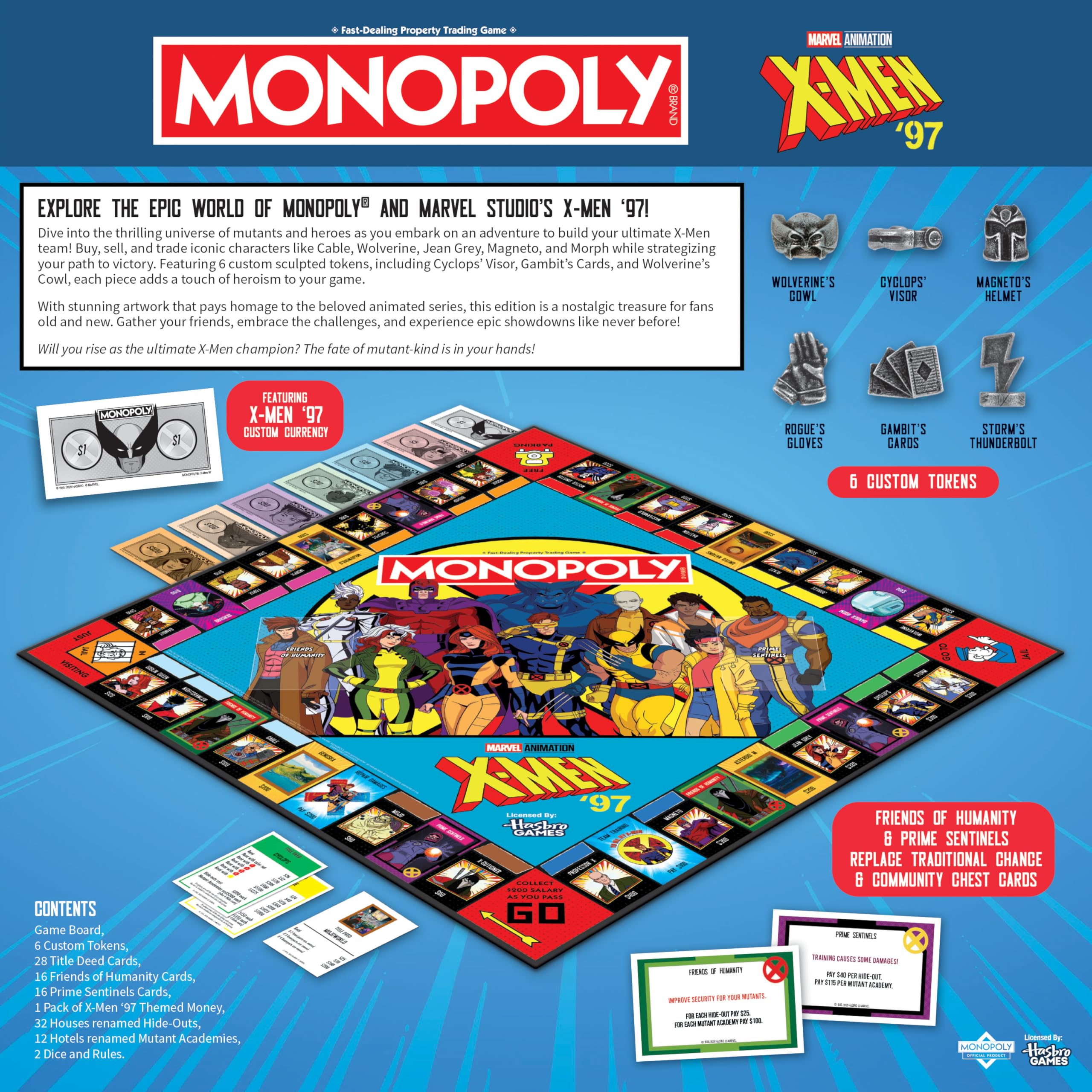 USAOPOLY Monopoly X-Men 97 Edition box cover features collectible packaging.