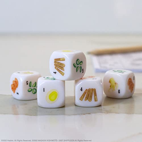 USAOPOLY Naruto Shippuden ramen bowl dice cup with custom scorepads for easy scorekeeping.