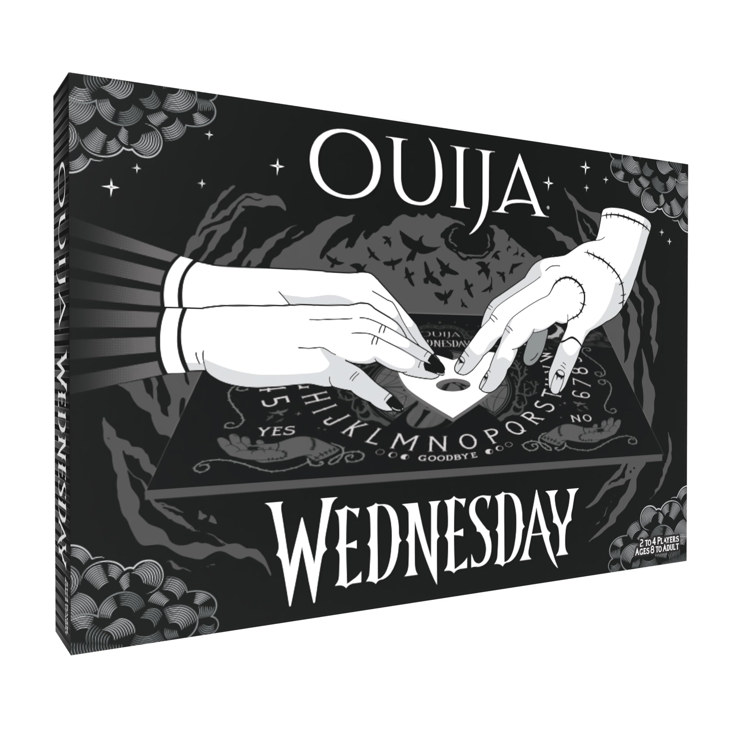 USAOPOLY Ouija: Wednesday glow board enhances spooky gatherings with luminous details.
