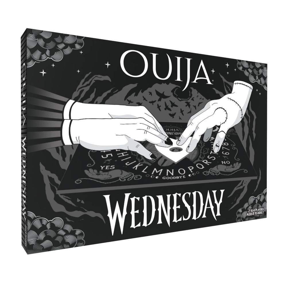 USAOPOLY Ouija: Wednesday glow board enhances spooky gatherings with luminous details.