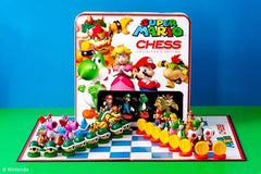 USAopoly Super Mario chess set board-layout helps plan moves on a themed board